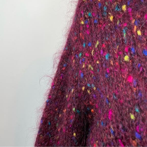 Vintage 90s Cape Isle Knitters Fuzzy Mohair Confetti Cardigan Sweater slouchy S - Picture 6 of 11